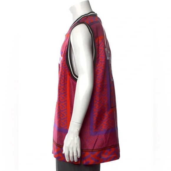 Versace la Greca v neck silk jersey print tank top NEW - Picture 2 of 11